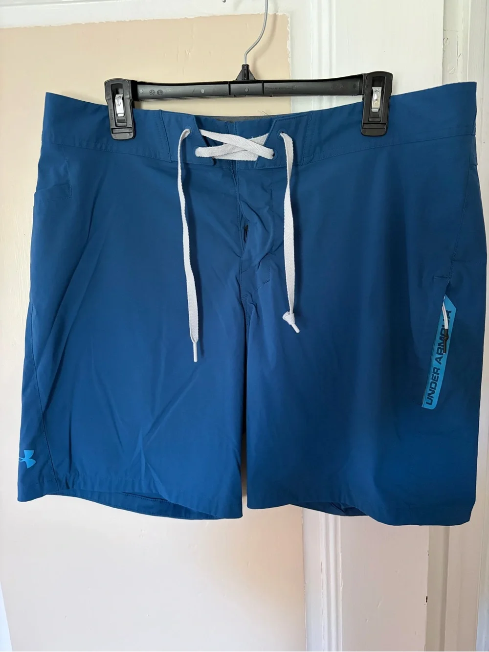 Under Armour Men's Royal Blue Swim Board Shorts with White Drawstring
